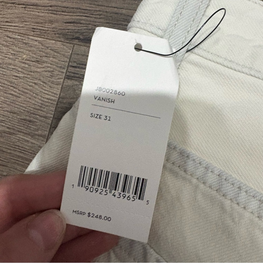 J Brand Pleated Peg High-Rise Tapered Jeans White Women’s Size 31 NWT NEW - Picture 6 of 6